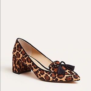 Rumer Leopard Print Haircalf Tassel Block Heel Pumps In Brown Multi